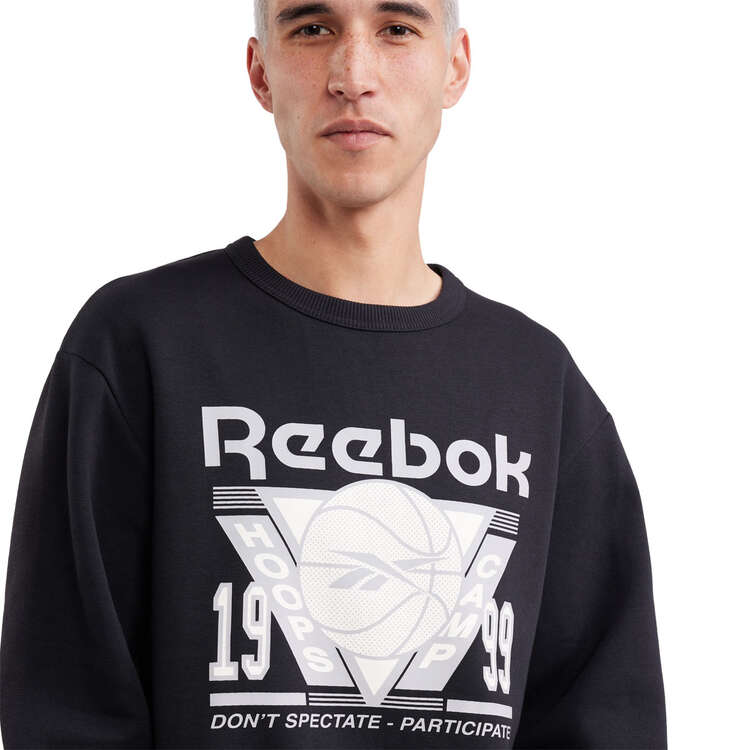 Reebok Mens Basketball Crew Sweatshirt, Black, rebel_hi-res