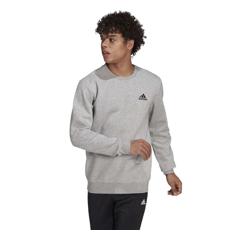 adidas Mens Essentials Feelcozy Sweatshirt, Grey, rebel_hi-res