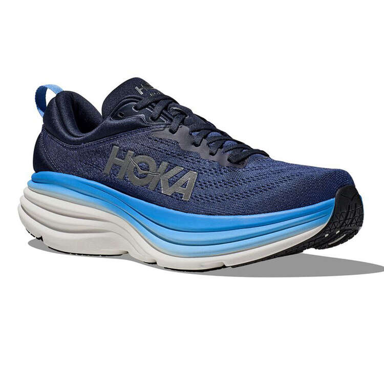 HOKA Bondi 8 Mens Running Shoes Navy/White US 8.5, Navy/White, rebel_hi-res
