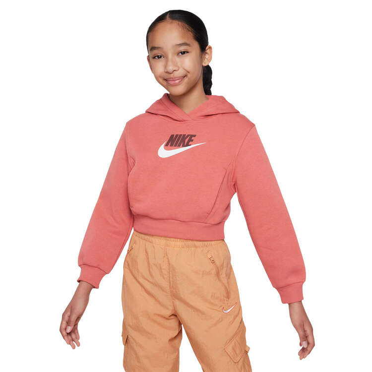 Nike Kids Sportswear Club Fleece Crop Hoodie, Red, rebel_hi-res