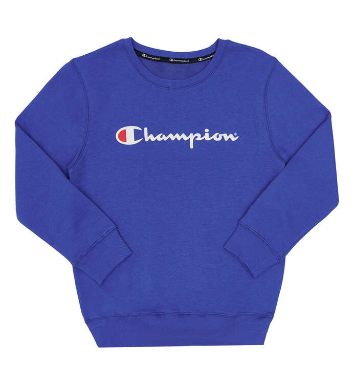 Champion Kids Script Crew Sweatshirt Blue 8, Blue, rebel_hi-res