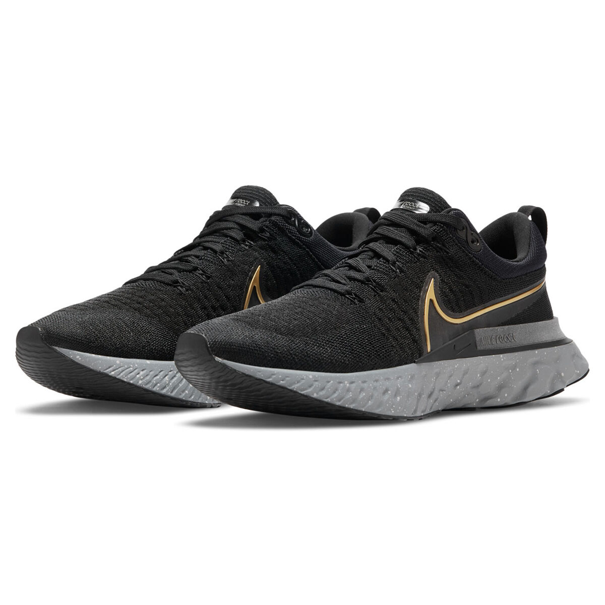 nike running legend react trainers in black and gold