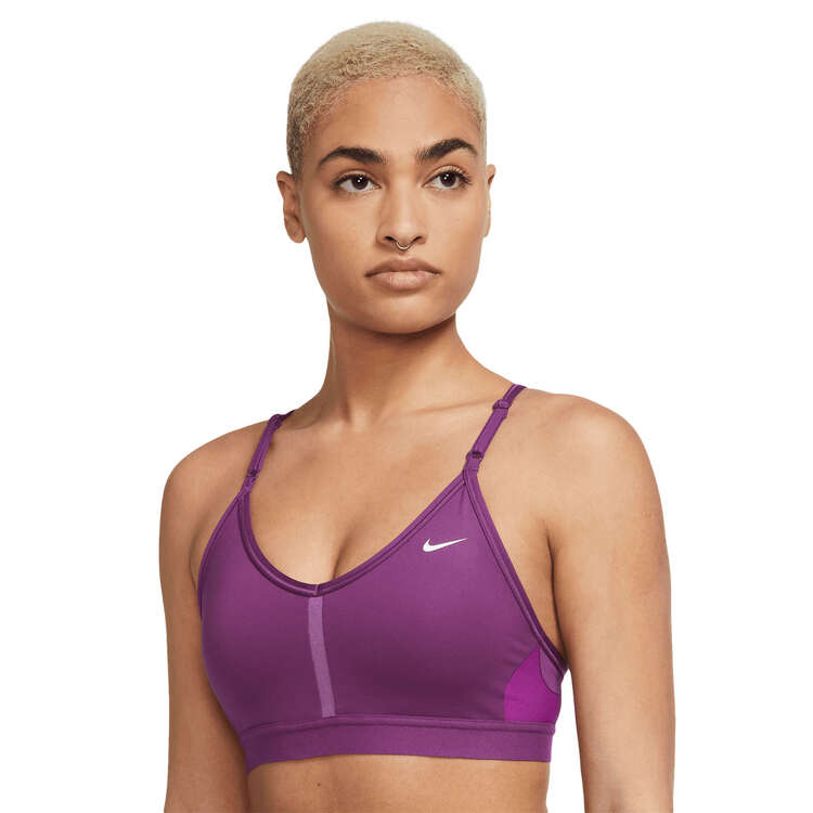Nike Womens Dri-FIT Indy Padded Sports Bra Purple XS, Purple, rebel_hi-res