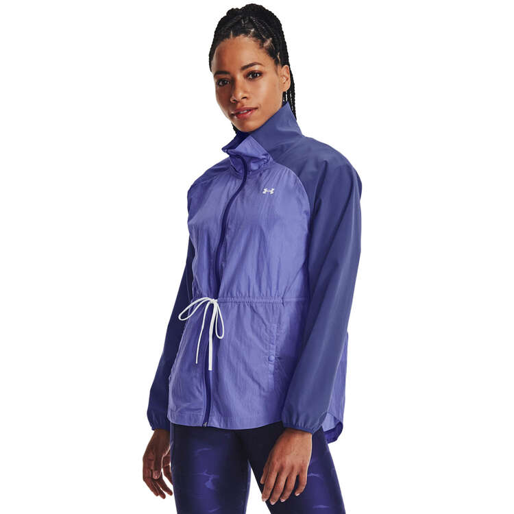 Under Armour Womens Woven Translucent Tie Jacket, Purple, rebel_hi-res