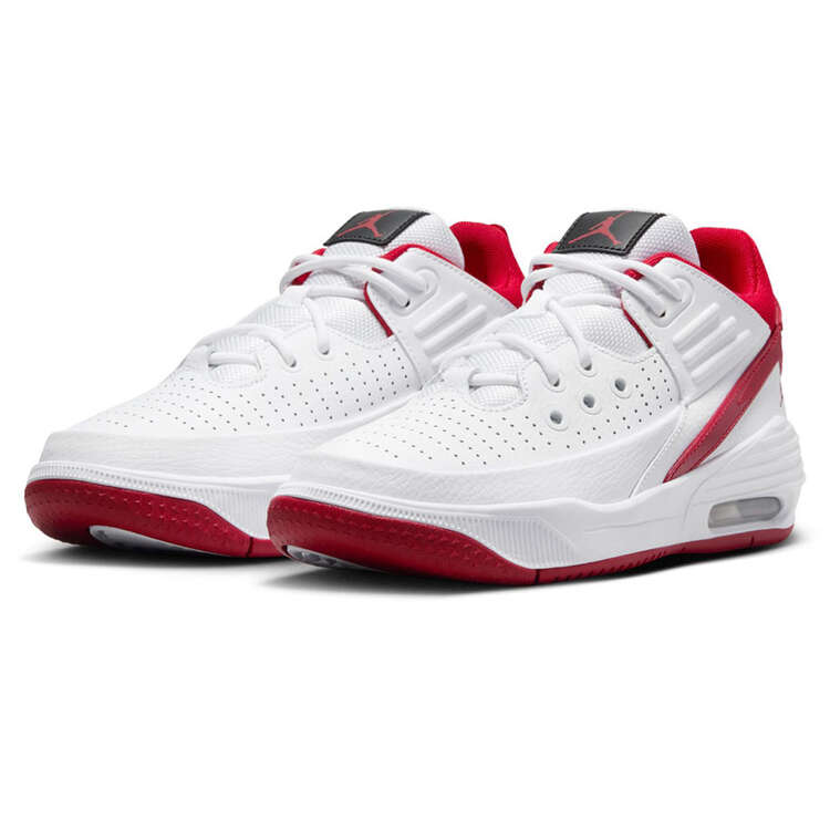 Jordan Max Aura 5 GS Kids Basketball Shoes, White/Red, rebel_hi-res
