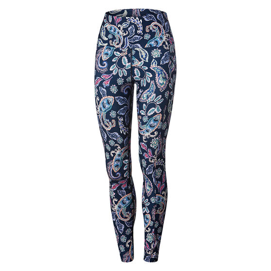 Running Bare Womens Ab-Waisted Power Moves Full Length Tights, Print, rebel_hi-res