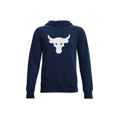 Under Armour Boys Project Rock Rival Hoodie Navy/White XS, , rebel_hi-res
