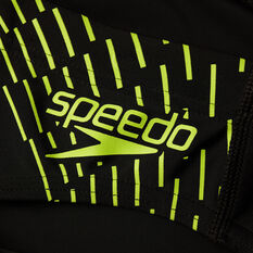 Speedo Mens Medley Logo 7cm Brief, Black/Lime, rebel_hi-res
