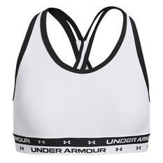 Under Armour Girls HeatGear Crossback Sports Bra, White/Black, rebel_hi-res