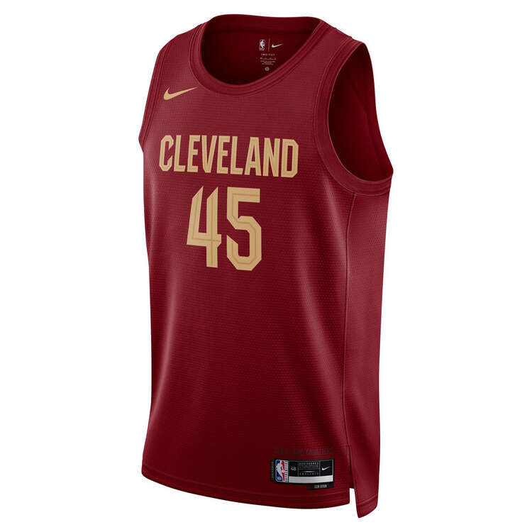 Cleveland Cavaliers Donovan Mitchell Mens Icon Edition 2023/24 Basketball Jersey Red S, Red, rebel_hi-res