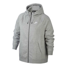 Nike Womens Sportswear Essentials Full Zip Hoodie Plus Grey XL, Grey, rebel_hi-res