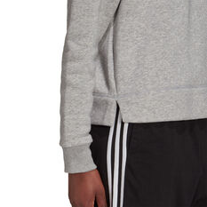 adidas Womens Essentials Small Logo Fleece Cropped Sweatshirt, Grey, rebel_hi-res