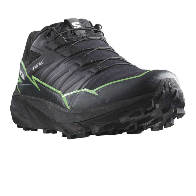 Salomon Thundercross GTX Mens Trail Running Shoes Black/Green US 8, Black/Green, rebel_hi-res