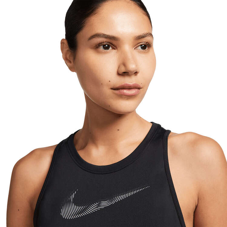 Nike Womens Dri-FIT Swoosh Running Tank, Black, rebel_hi-res