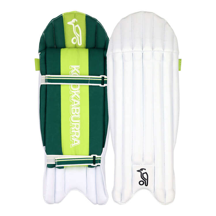 Kookaburra Pro 4.0 Wicketkeeping Junior Pads White/Green Junior, White/Green, rebel_hi-res