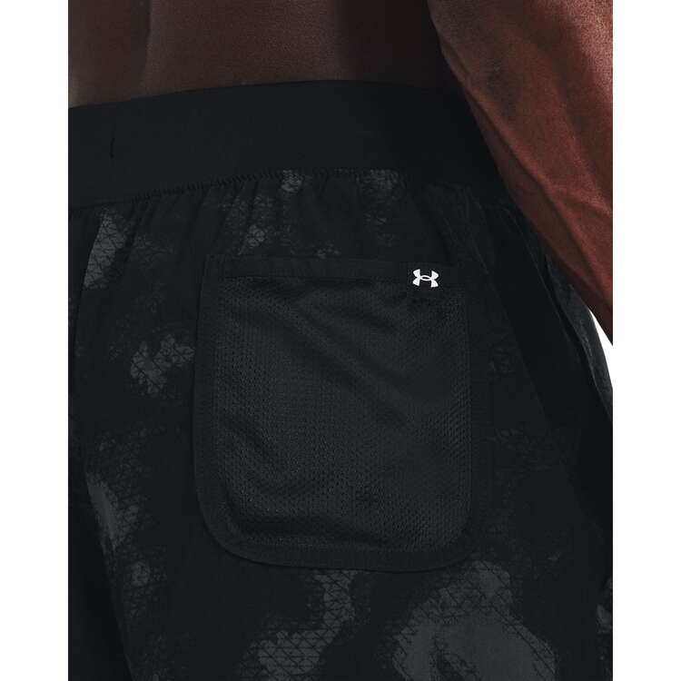 Under Armour Project Rock Mens Printed Woven Shorts, Black, rebel_hi-res