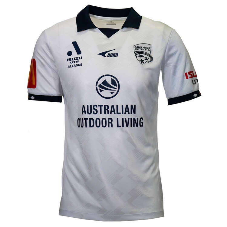 Adelaide United 2023/24 Away Jersey White S, White, rebel_hi-res