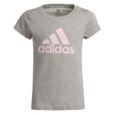 adidas Girls Essentials Big Logo Tee Grey/Pink 8, Grey/Pink, rebel_hi-res