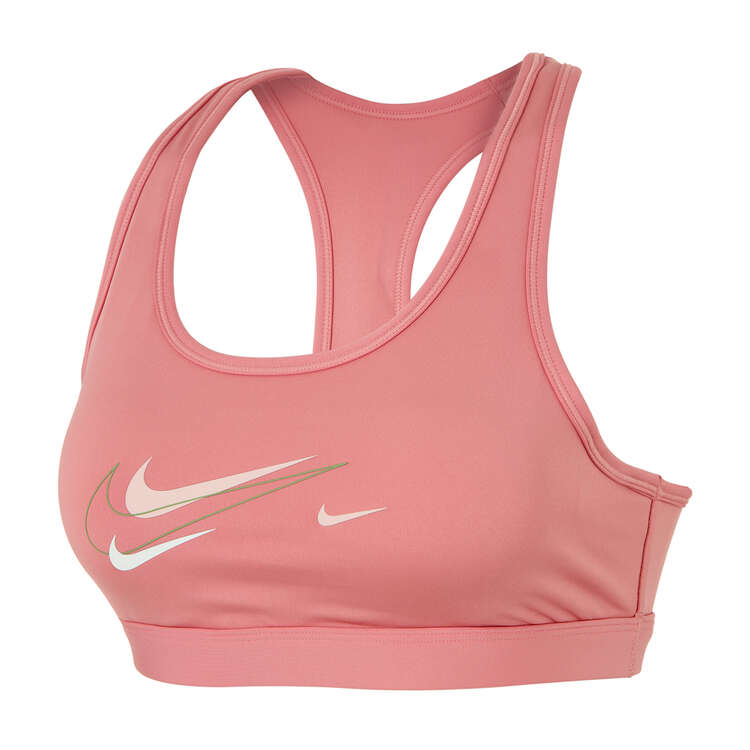 Nike Womens Dri-FIT Swoosh Medium Support Padded Sports Bra, Rose, rebel_hi-res