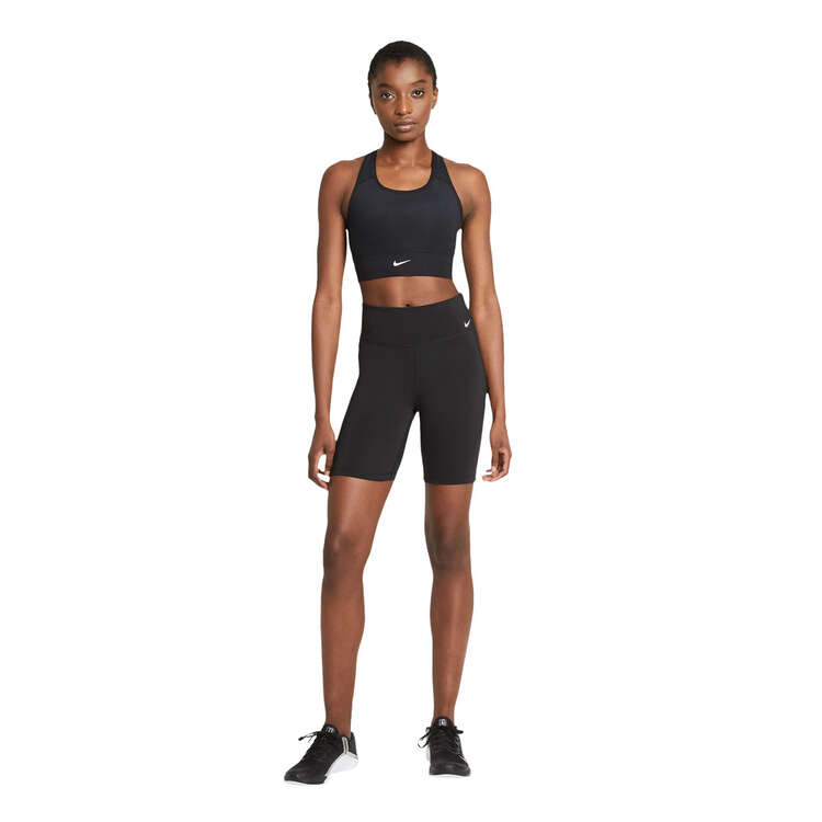 Nike Womens Swoosh 1-Piece Padded Longline Sports Bra, Black, rebel_hi-res