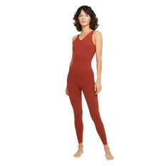 Nike Womens Yoga Luxe 7/8 Jumpsuit Orange XS, Orange, rebel_hi-res
