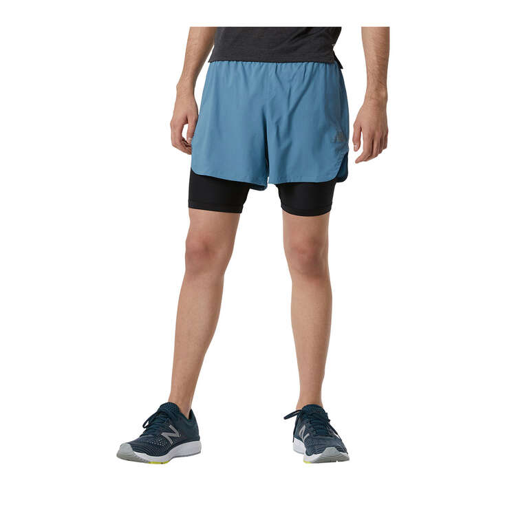 New Balance Mens Q Speed 2 in 1 5inch Shorts Blue XS, Blue, rebel_hi-res