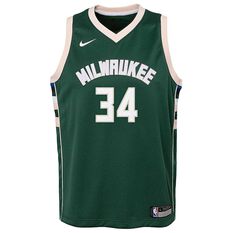 Nike Milwaukee Bucks Giannis Antetokounmpo Icon 2020/21 Kids Swingman Jersey Green S, Green, rebel_hi-res