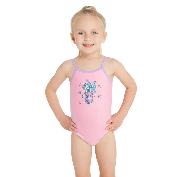 Zoggs Toddler Girls Classic Back One Piece Swimsuit Pink/Purple 1, , rebel_hi-res