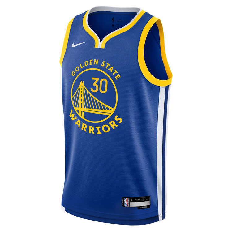 Nike Youth Golden State Warriors Steph Curry 2023/24 Icon Basketball Jersey Blue S, Blue, rebel_hi-res