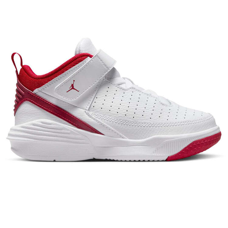 Jordan Max Aura 5 PS Kids Basketball Shoes White/Red US 11, White/Red, rebel_hi-res