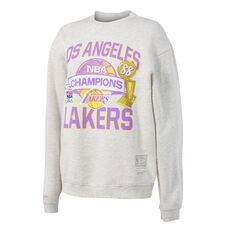 Mitchell & Ness Womens LA Lakers Team History Crew Sweatshirt Grey XS, Grey, rebel_hi-res