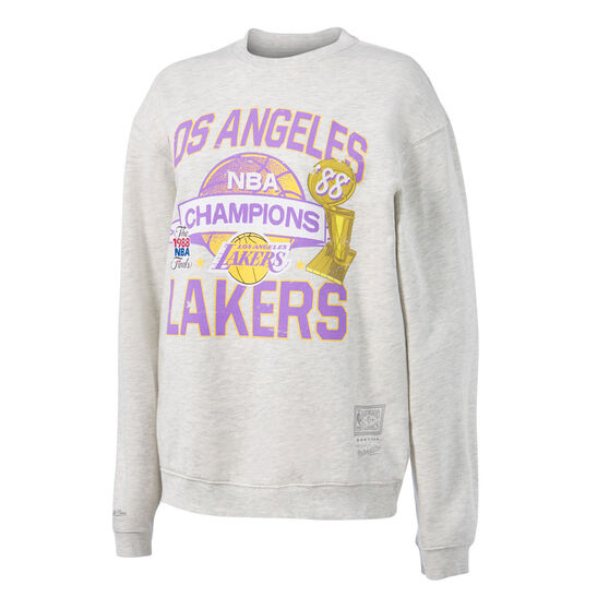 Mitchell & Ness Womens LA Lakers Team History Crew Sweatshirt, Grey, rebel_hi-res