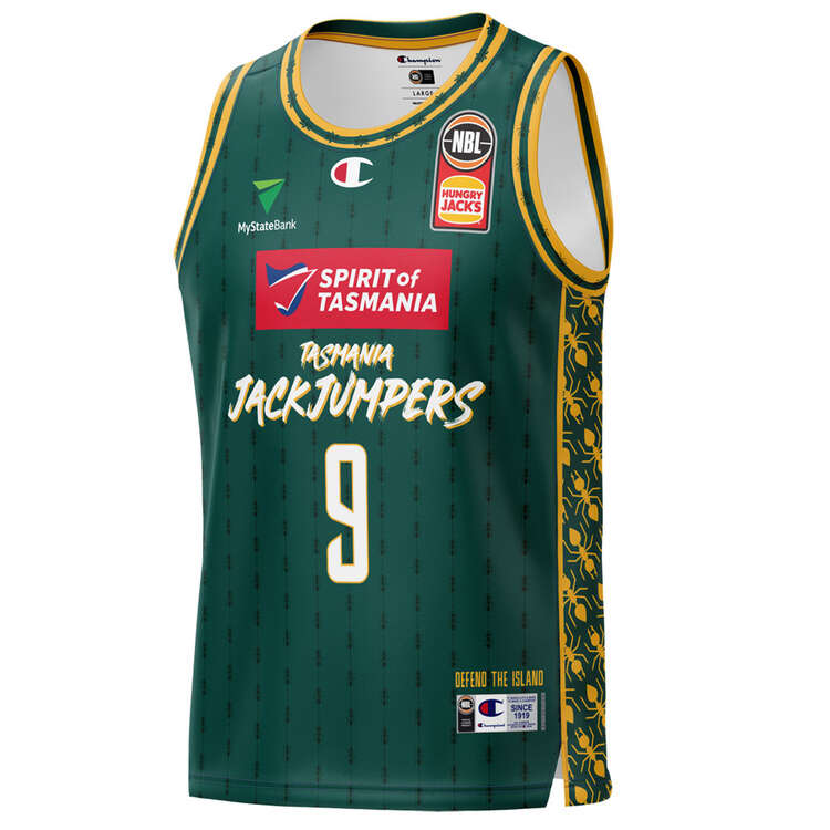 Champion Youth Tasmania JackJumpers Jack McVeigh 2023/24 Home Basketball Jersey Green 12, Green, rebel_hi-res