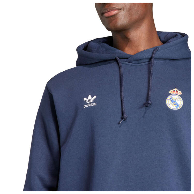 adidas Originals Mens Real Madrid Essentials Trefoil Hoodie, Navy, rebel_hi-res