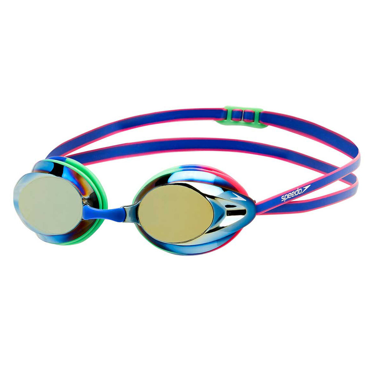 Speedo Fastskin Elite Mirror Senior Adults Swimming Goggles Black/Blue/Gold 