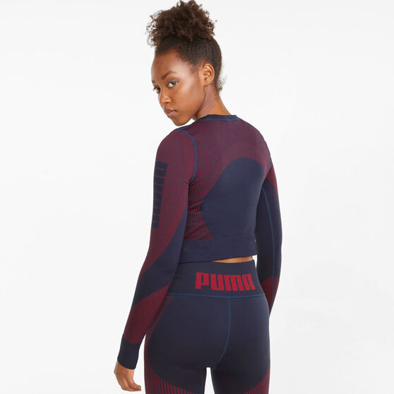 Puma Womens Seamless Fitted Training Top Navy XS, Navy, rebel_hi-res