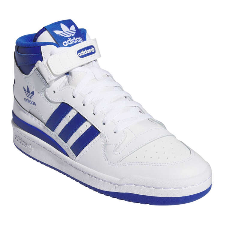 adidas Originals Forum Mid Mens Casual Shoes, White/Blue, rebel_hi-res