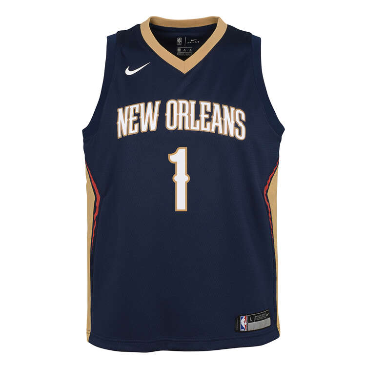 New Orleans Pelicans Zion Williamson 2019/20 Kids Icon Edition Swingman Jersey Navy S, Navy, rebel_hi-res