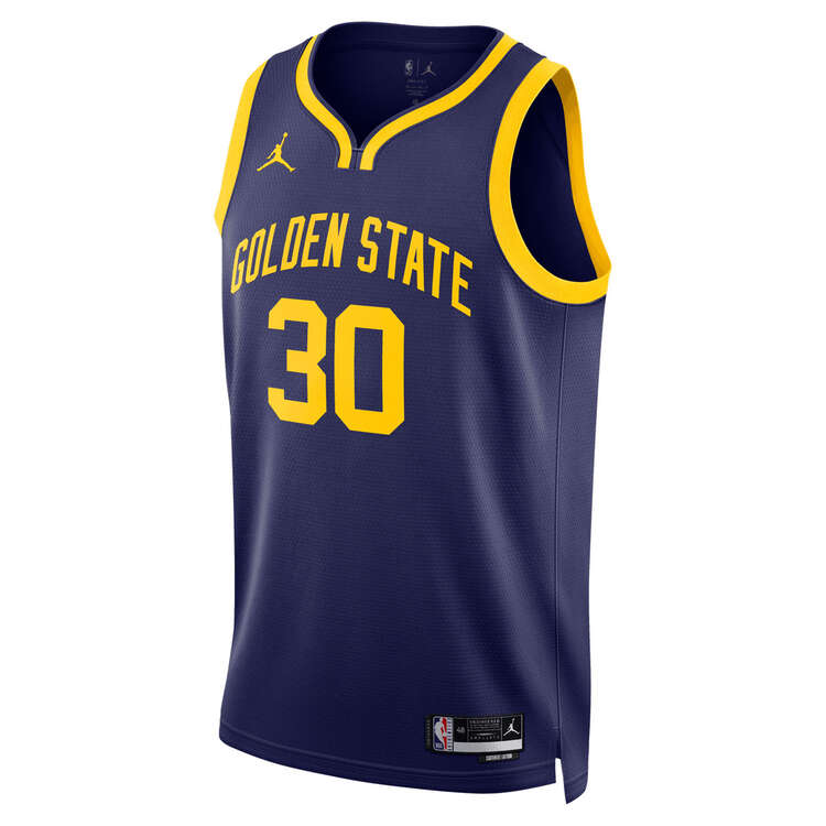 Golden State Warriors Steph Curry Mens Statement Edition 2023/24 Basketball Jersey, Blue, rebel_hi-res