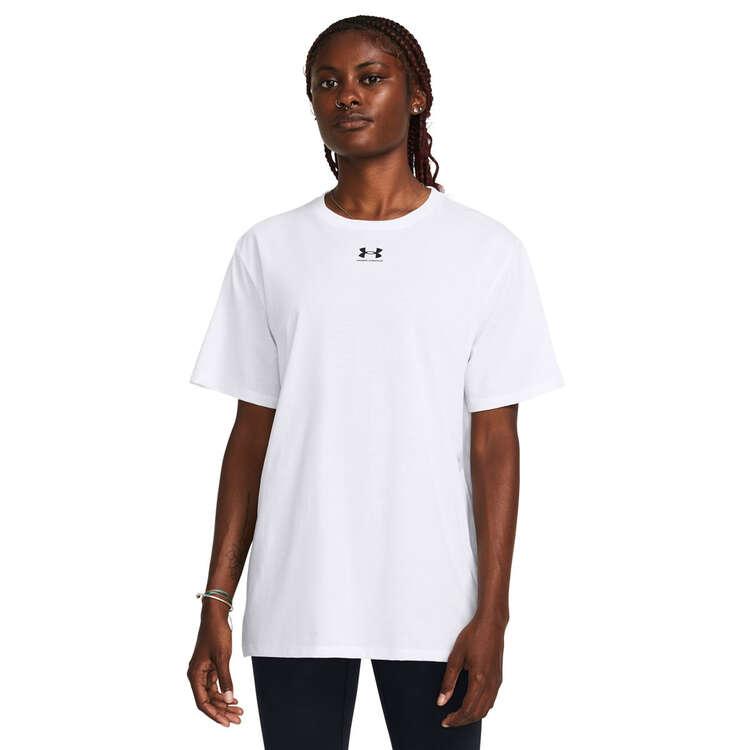 Under Armour Womens Campus Oversize Tee, White, rebel_hi-res