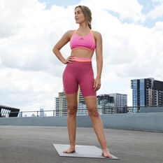 adidas Womens TechFit High-Rise Short Tights Pink XS, Pink, rebel_hi-res