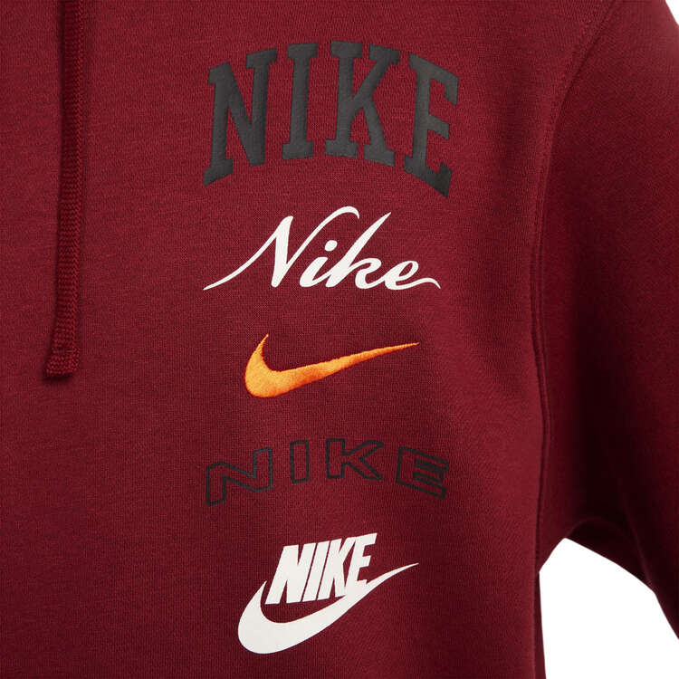 Nike Mens Sportswear Club Fleece Stacked Graphic Hoodie, Maroon, rebel_hi-res