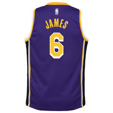 Jordan Los Angeles Lakers LeBron James Kids Statement Swingman Jersey Purple/Yellow S, Purple/Yellow, rebel_hi-res