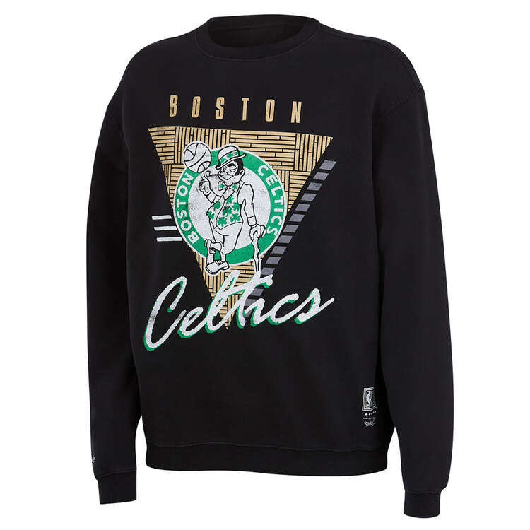 Mitchell & Ness Mens Boston Celtics Tri Logo Sweater Black S, Black, rebel_hi-res