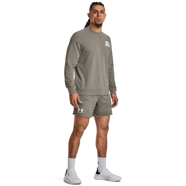 Under Armour UA Rival Terry 6-inch Shorts, Green, rebel_hi-res