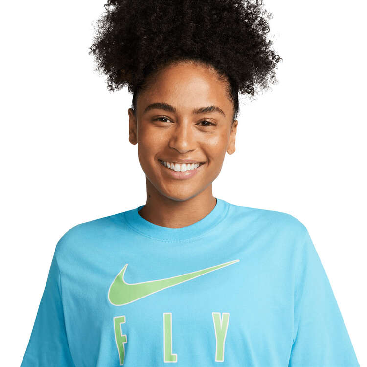 Nike Womens Dri-FIT Swoosh Fly Basketball Tee, Blue, rebel_hi-res