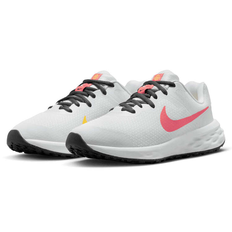 Nike Revolution 6 GS Kids Running Shoes, White/Pink, rebel_hi-res