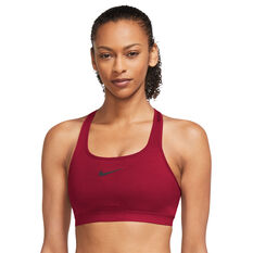 Nike Womens Dri-FIT Swoosh High Support Adjustable Sports Bra, Burgundy, rebel_hi-res