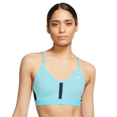 Nike Womens Dri-FIT Indy V Neck Sports Bra Blue XS, Blue, rebel_hi-res