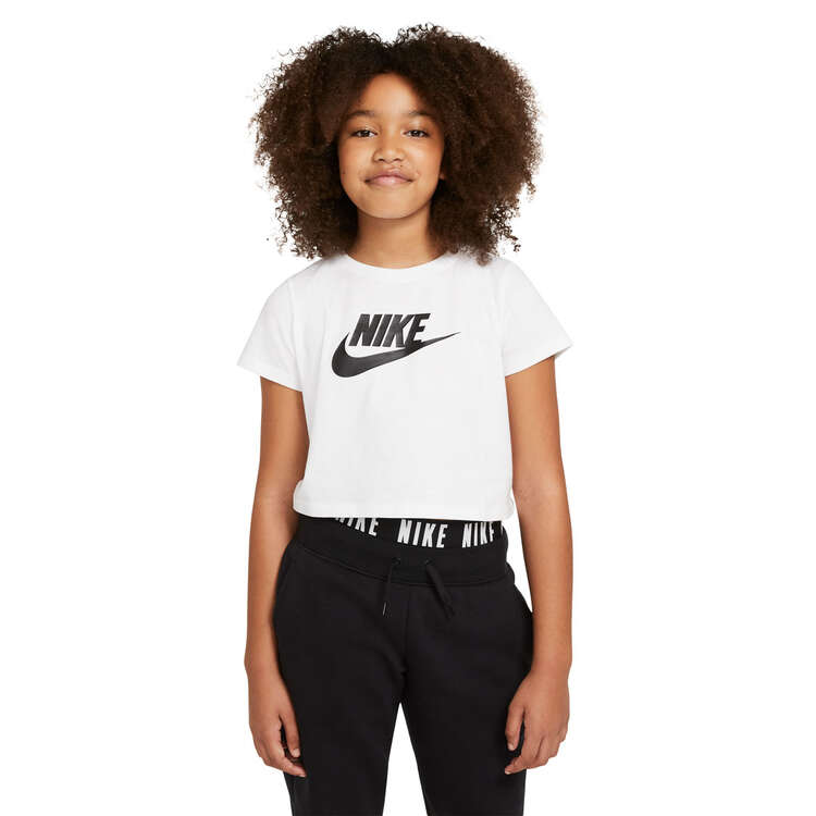 Nike Sportswear Girls Futura Crop Tee White/Black XL, , rebel_hi-res
